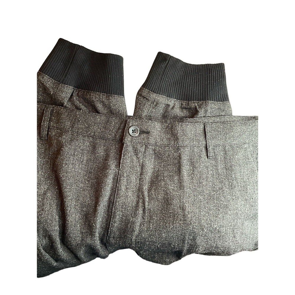 Paige Black Tweed Poly Blend Pants Size 40‎ Elastic Ankles